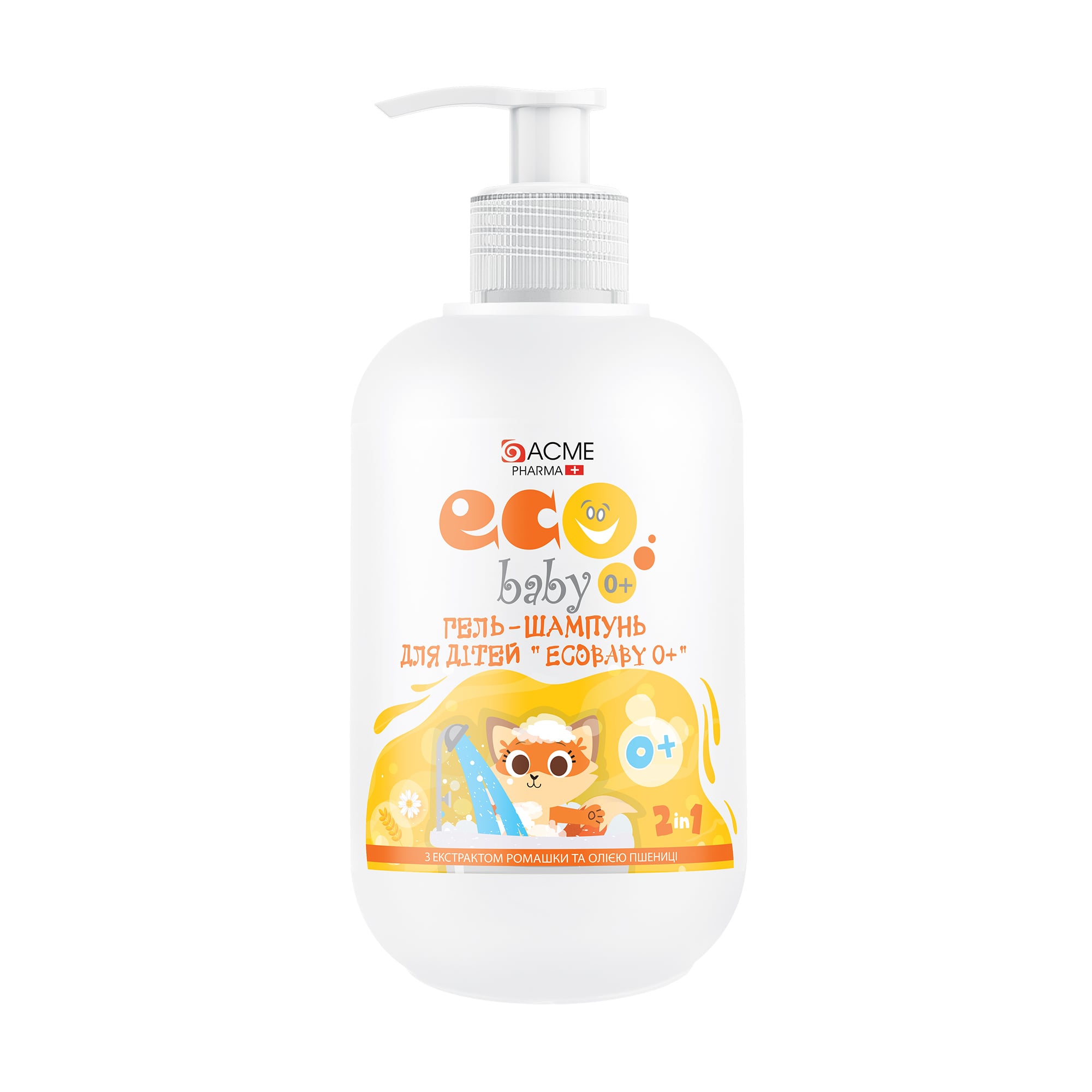 Дитячий гель-шампунь Acme Color Eco Baby з екстрактом ромашки та олією пшениці, 500 мл